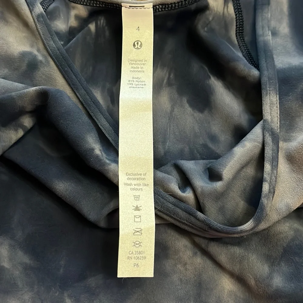 Lululemon align tee crop blue & gray tie dye top Size 4